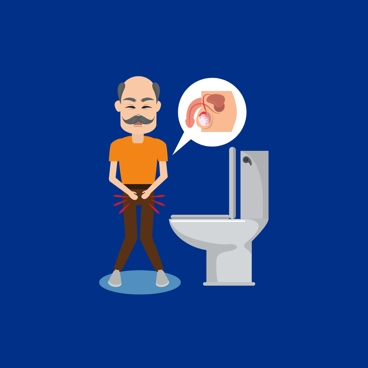 Man stood by toilet with prostate symptoms