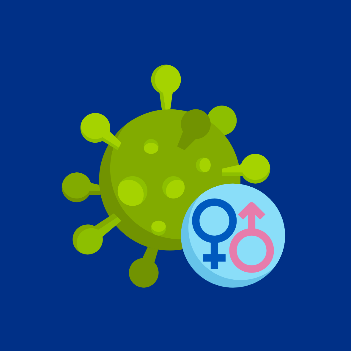 Image of a Biological Cell and the Male and Female Symbols