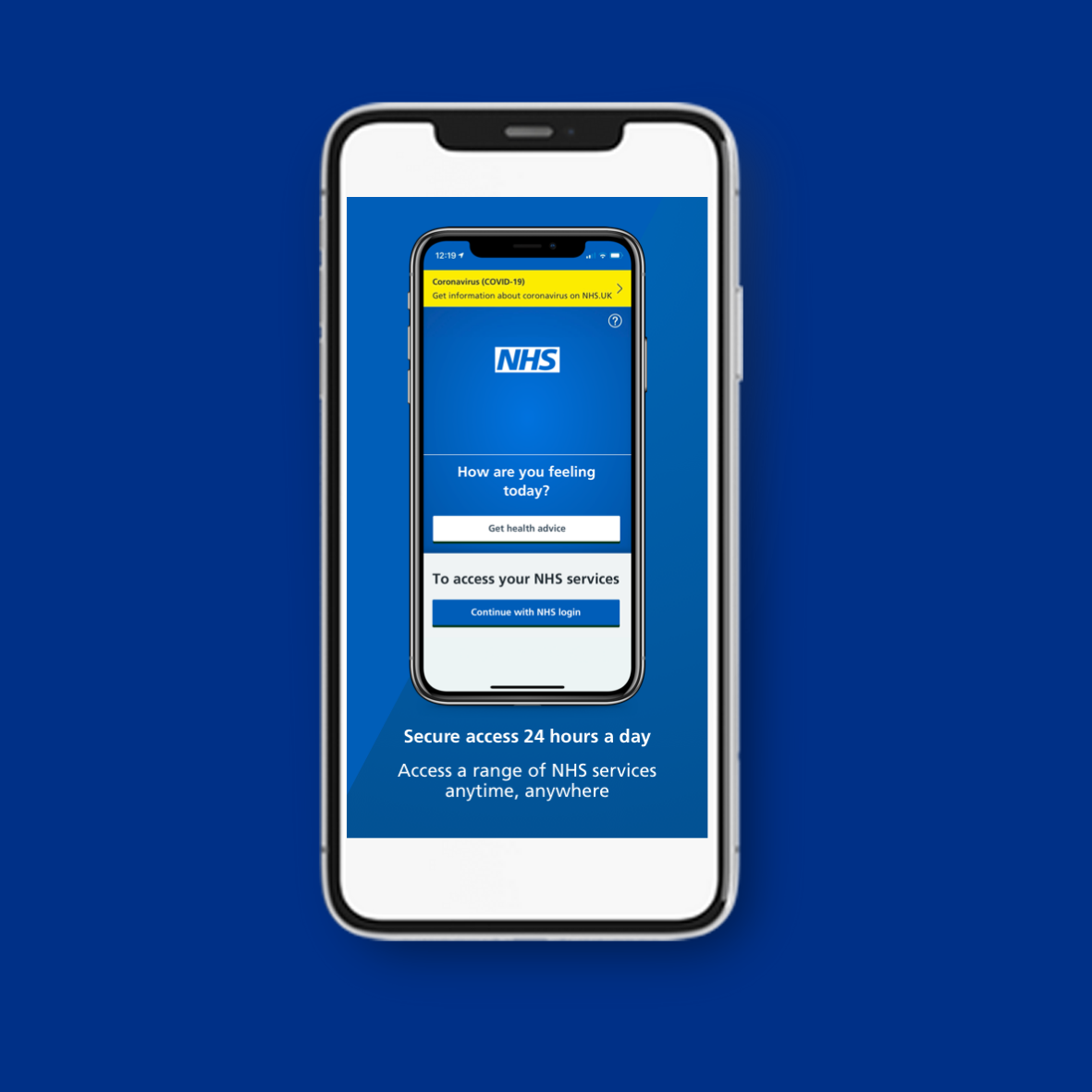 Picture of mobile phone and NHS App