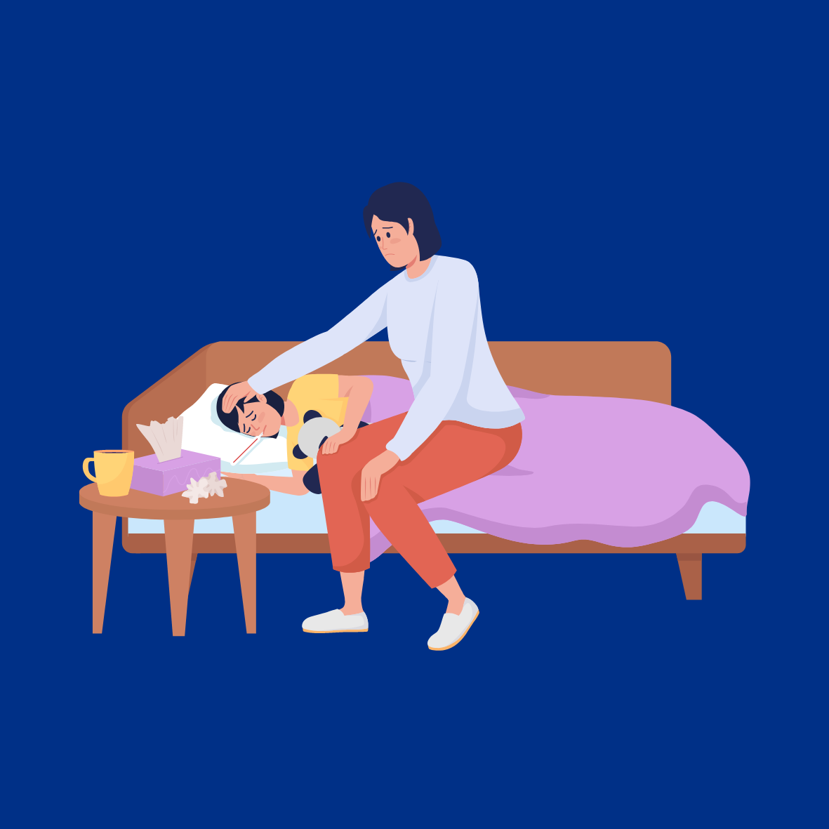 Image of Parent Comforting a Poorly Child