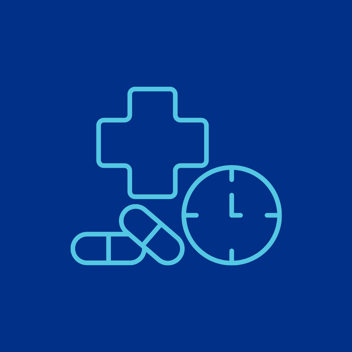 Image of a Medical Cross, Medication and a Clock to Represent Long Term Conditions