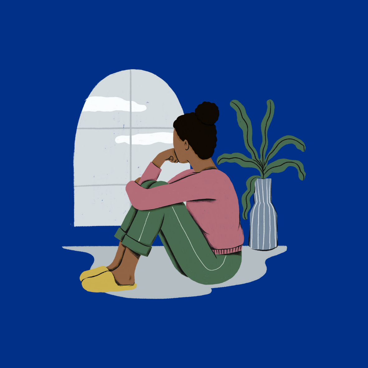 Person Staring Out Of A Window