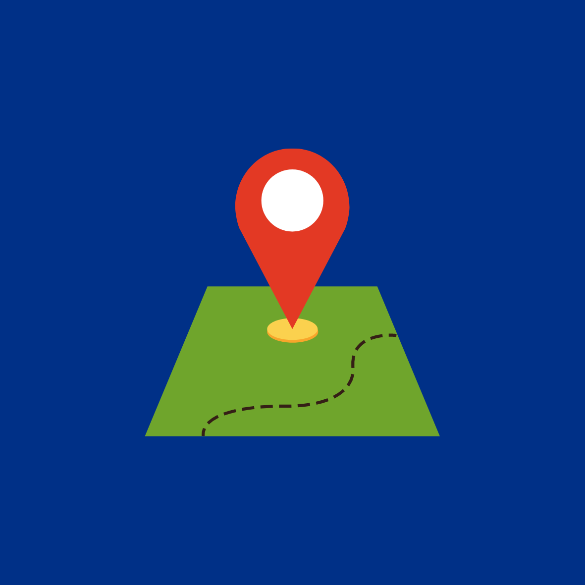 Map With Boundary Dotted Line and Marker Pin