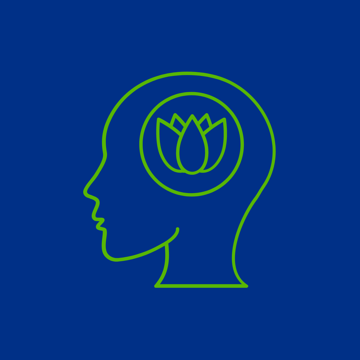Head and Lotus Flower Icon to Depict Health and Well-Being