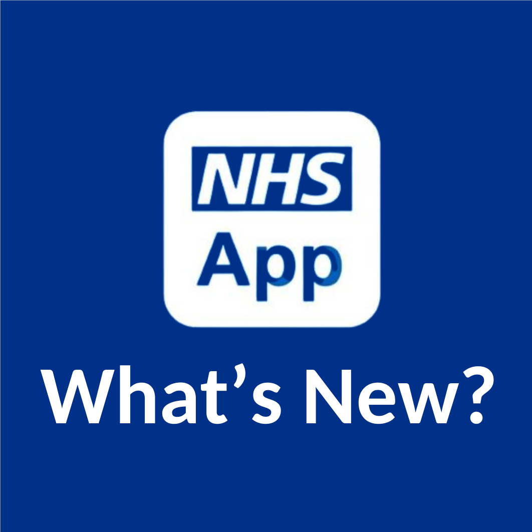 NHS App Logo with Words 'What's New'