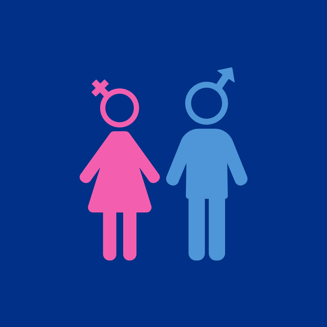 Little Boy and Little Girl Icon in Blue and Pink Colour